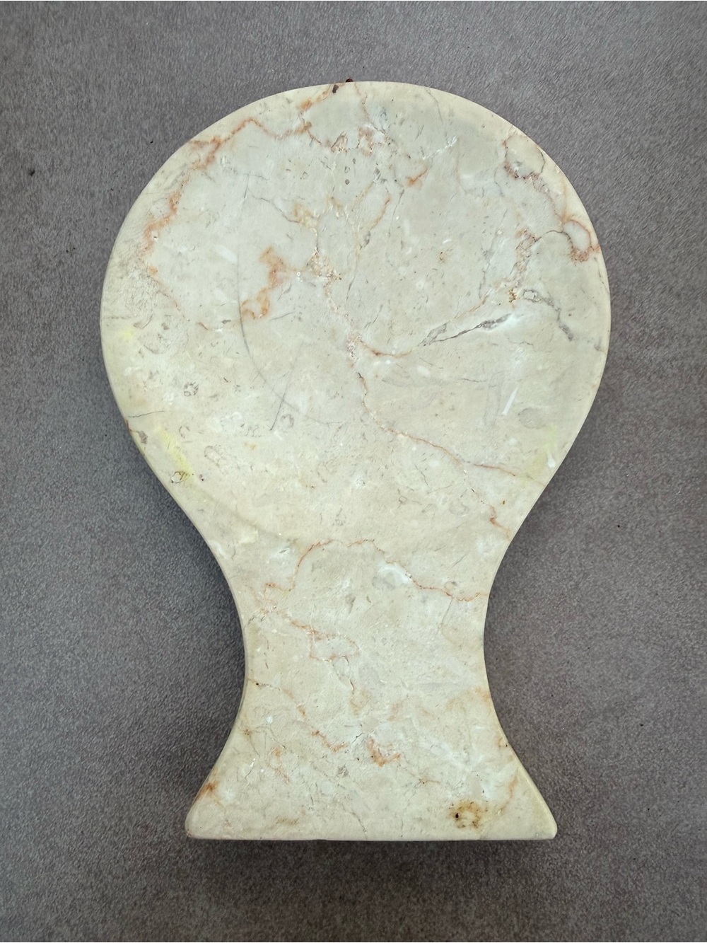 Vintage Genuine Marble Spoon Rest Cream Beige Veined Stone Heavy Duty 7.75x5.25”